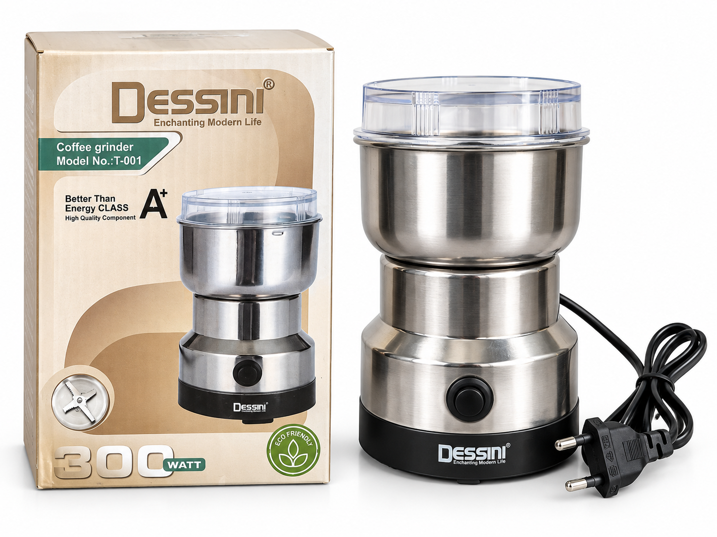 مینی آسیاب دسینی مدل T-001 | آسیاب قهوه 300 وات استیل